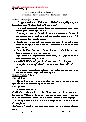Đề và đáp án kiểm tra học kì I Giáo dục công dân lớp 9 - Năm học 2016-2017